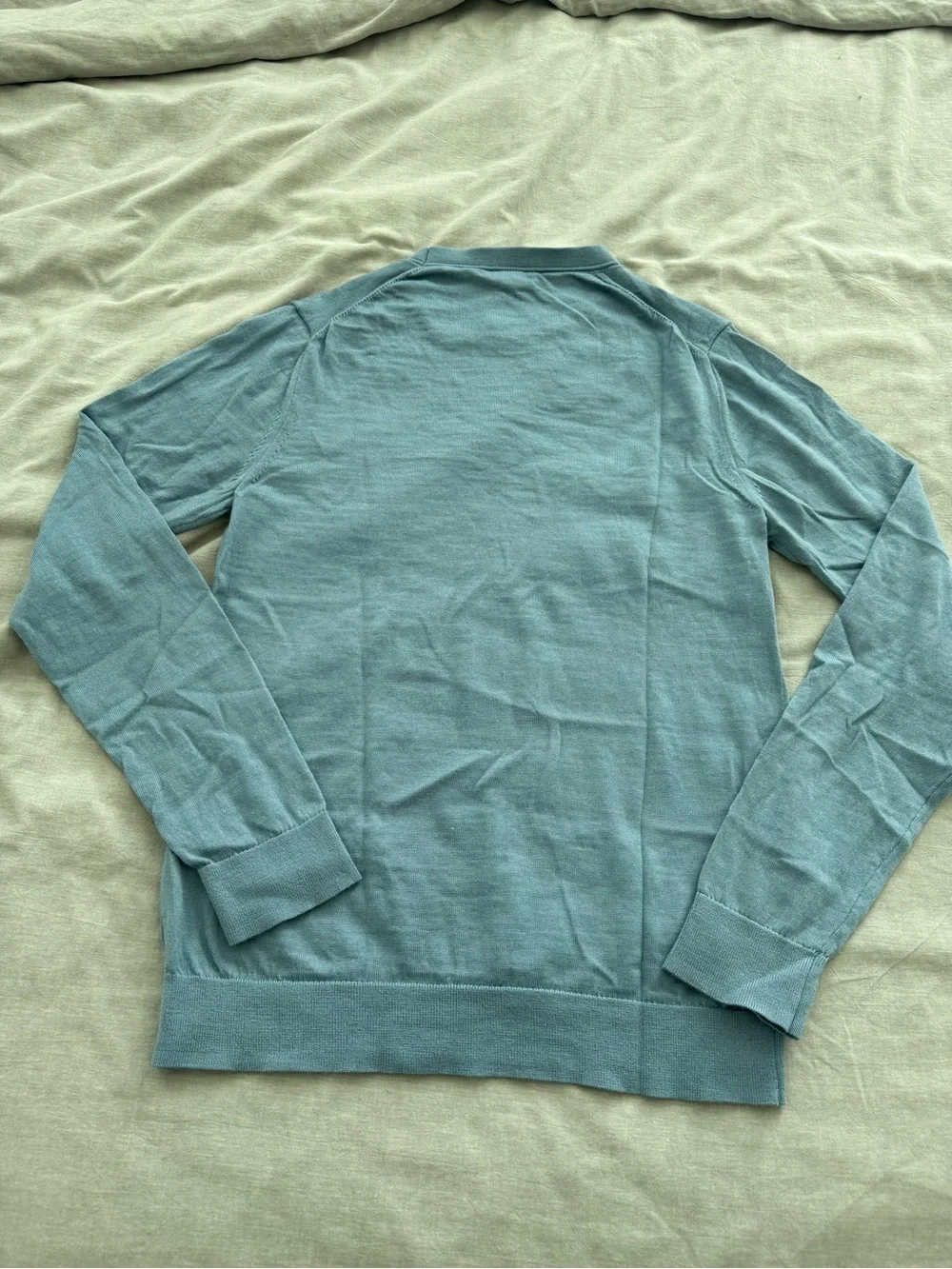 Reiss Wessex Crewneck Jumper Men’s Long Sleeve Merino Wool Sweater in Soft Blue